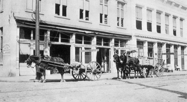 Mule Drawn Delivery Wagons Downtown
