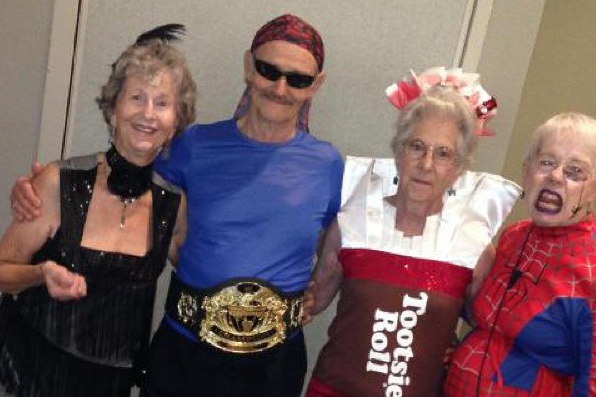 Several People in Halloween Costumes