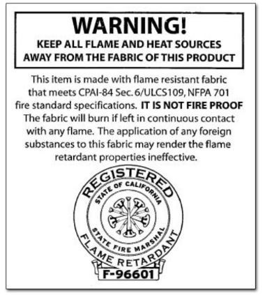 Flame Retardant Tag Example